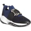 Roger Vivier Viv' Run Crystal Buckle Sneakers In Navy/black