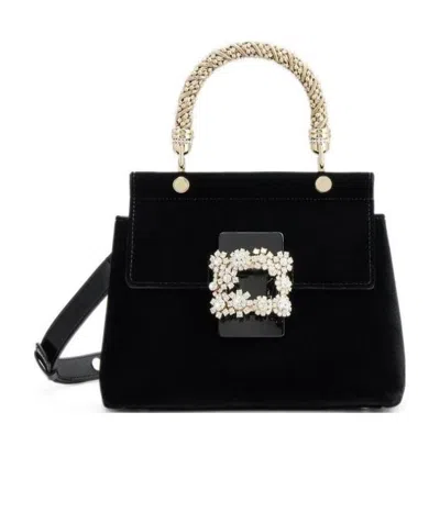 Roger Vivier Viv' Flower Strass Trumpet Daily Package In Black