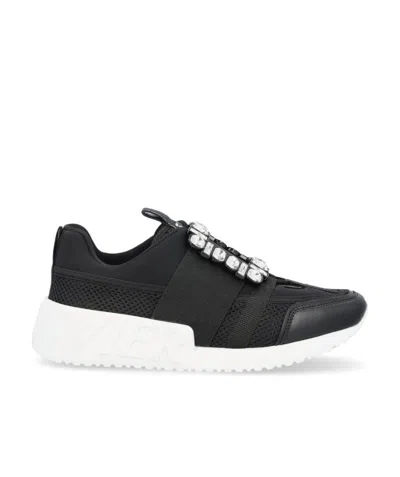 Roger Vivier Viv' Go Rhinestone Buckle Sneakers In Technical Fabrics
