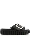 Roger Vivier Viv Go Chunky Rubber Sole Sandals In Black
