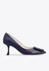 Roger Vivier Viv In The City Suede Buckle Pumps In Blue