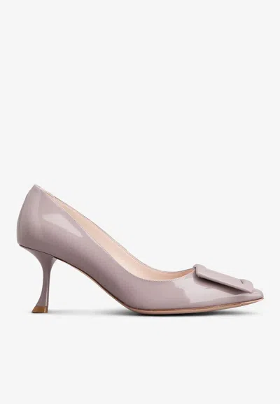 Roger Vivier Viv' In The City 65 Pumps In Patent Leather In Beige