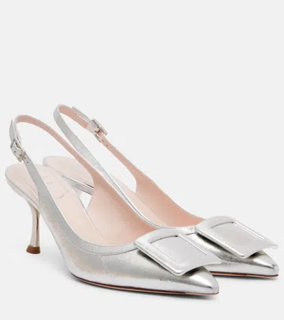 Roger Vivier Viv' In The City 65 Slingback Pumps In Silver