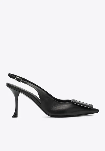 Roger Vivier Viv In The City 85 Slingback Pumps In Nappa Leather In Black