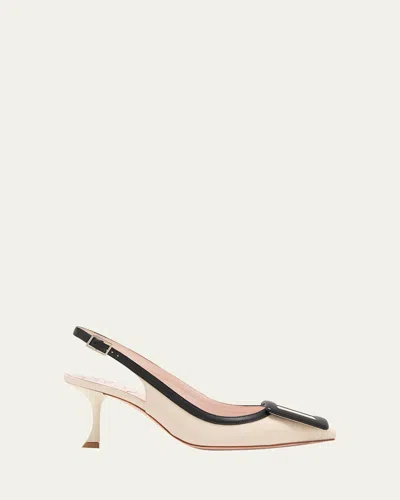 Roger Vivier 65mm Viv In The City Leather Pumps In Black,off-white