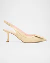 Roger Vivier Viv In The City Grosgrain Slingback Pumps In Gold