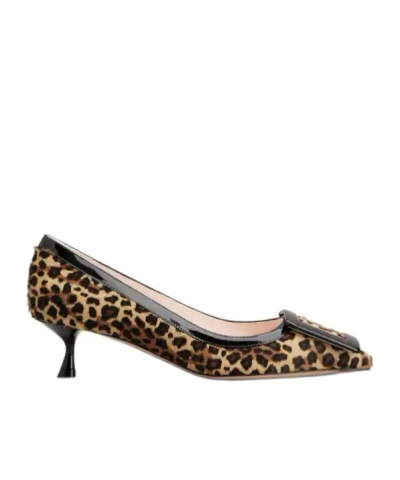 Roger Vivier Viv In The City Leather Pumps In Animal Print