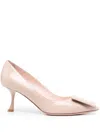 Roger Vivier Trompette 70 Metal Buckle Beige Pumps In Pink