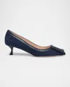 Roger Vivier Viv In The City Mixed Leather Buckle Pumps In Blue