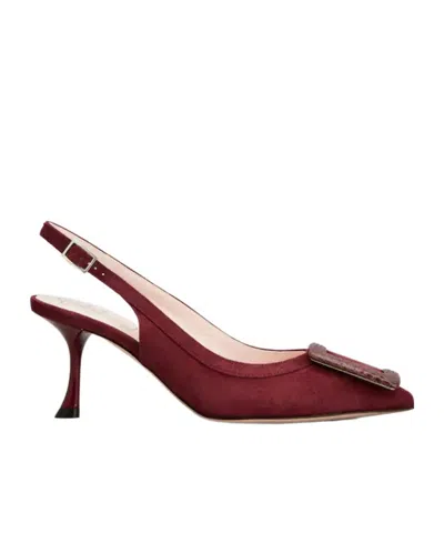 Roger Vivier Viv' In The City Slingback Pumps In Suede In Red