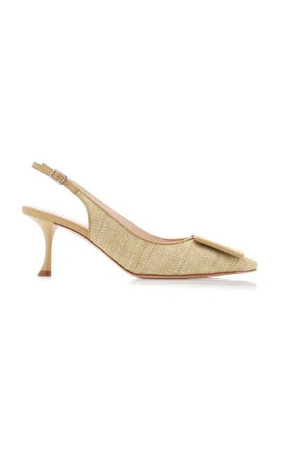 Roger Vivier Viv In The City Woven Slingback Pumps In Tan