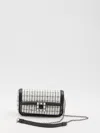 Roger Vivier Clutch Fabric Checkered Strap Detachable In White