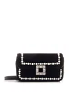 Roger Vivier Viv Jeu De Fille Embellished Velvet Bag In Black