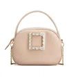 Roger Vivier Viv' Ladybug Strass Buckle Mini Bag In Leather In Nude
