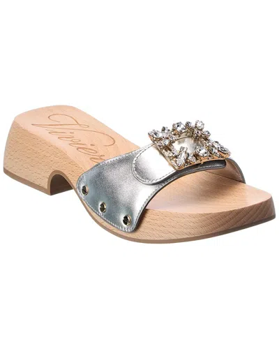 Roger Vivier Viv Leather Clog In Grey