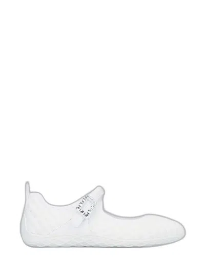 Roger Vivier Viv Low Ballerina Flats With Fabric Strap In White