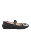 Roger Vivier Viv Low Mary Jane Ballerinas In Black