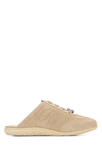 Roger Vivier Viv Low Crystal Flat Pump In Neutral