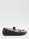 Roger Vivier Viv Low Mary Jane Ballerinas In Black