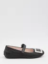Roger Vivier Low Mary Jane Ballerinas In Leather In Black