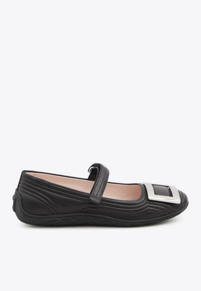 Roger Vivier Viv' Low Mary-jane Ballet Flats In Black