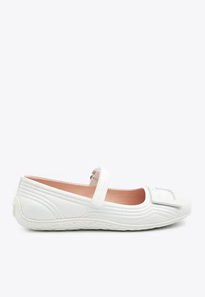 Roger Vivier Viv' Low Mary-jane Ballet Flats In White