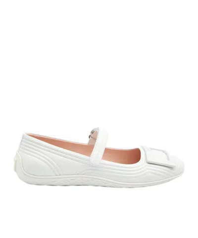 Roger Vivier Viv Low Mary Janes In Leather In White
