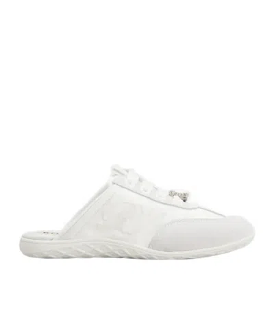 Roger Vivier Viv Low Mules In Suede And Fabric In White