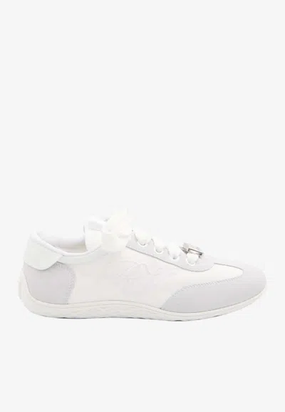 Roger Vivier Viv' Low Satin And Suede Sneakers In White