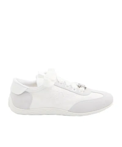 Roger Vivier Viv Low Sneakers In Suede In White