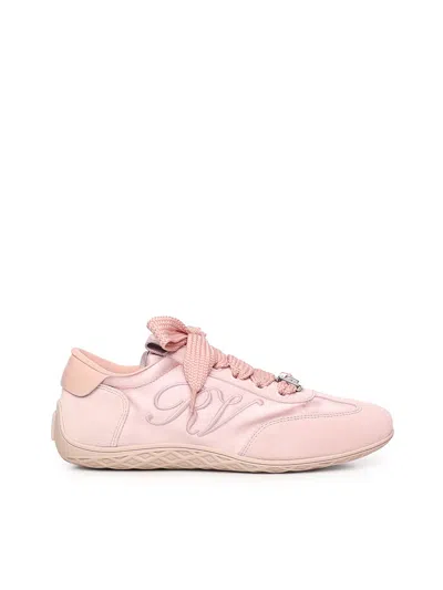 Roger Vivier Viv Low Suede Sneakers In Pink