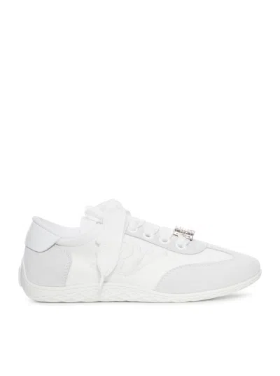 Roger Vivier Viv Low Suede Sneakers In White