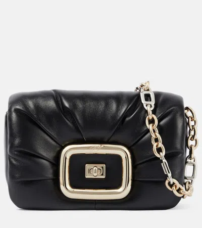 Roger Vivier Viv' Mini Leather Shoulder Bag In Black
