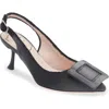 Roger Vivier Fringed Wash Denim Sling Dec 65 In Nero
