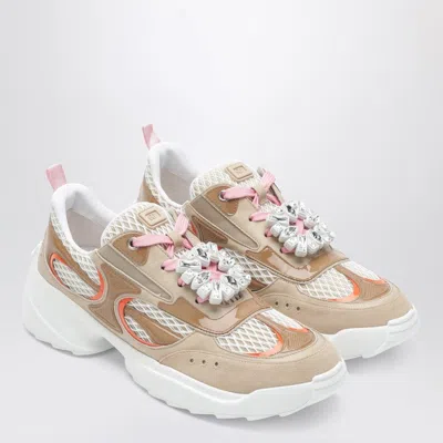 Roger Vivier Viv Running Sneakers Chunky Sole Embellishment In Neutral