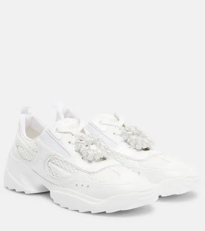 Roger Vivier Viv' On The Run Leather-trimmed Sneakers In White