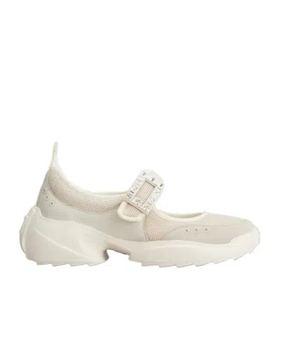 Roger Vivier Viv On The Run Embellished Leather-trimmed Mesh Mary Jane Sneakers In White