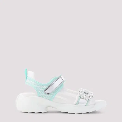 Roger Vivier Multicolor Viv On The Run Leather Sandals In White
