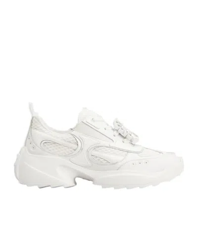 Roger Vivier Viv' On The Run Sneakers In Leather And Fabric In White