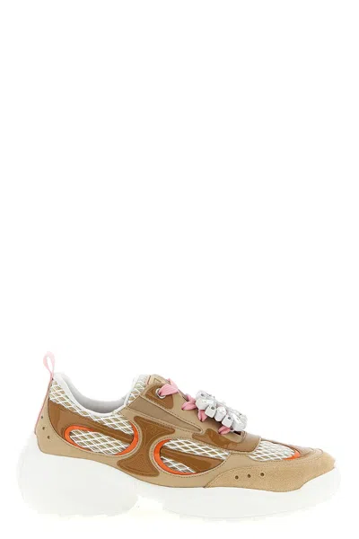 Roger Vivier Viv Running Sneakers Chunky Sole Embellishment In Neutral