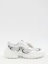 Roger Vivier Viv' On The Run Sneakers In Leather And Fabric In Silver
