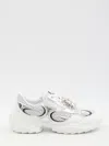 Roger Vivier Viv' On The Run Sneakers In Leather And Fabric In Silver