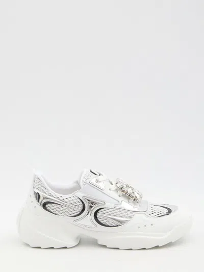 Roger Vivier On The Run Sneakers Crystal Buckle In White