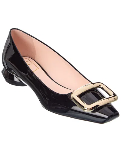 Roger Vivier Viv Patent Ballerina Flat In Black