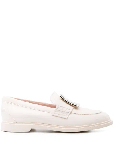 Roger Vivier Viv Ranger Leather Loafers In White