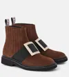 Roger Vivier Viv' Rangers Suede Chelsea Boots In Brown