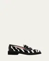 Roger Vivier Viv Ranger Zebra Buckle Loafers In Nero Bianco