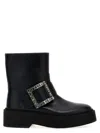 Roger Vivier Viv Rangers High Biker Booties In Black
