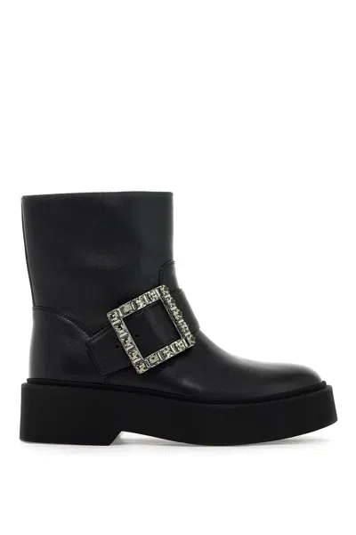 Roger Vivier Viv Rangers High Biker Booties In Black