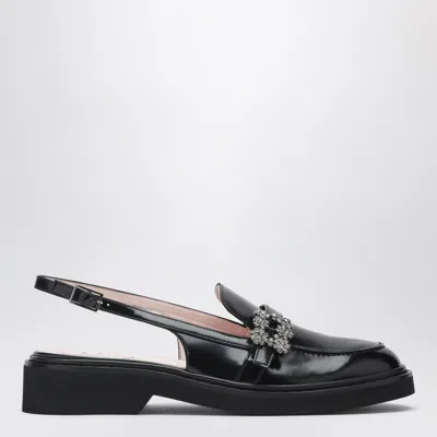 Roger Vivier Viv Rangers Crystal-embellished Leather Slingback Loafers In Black